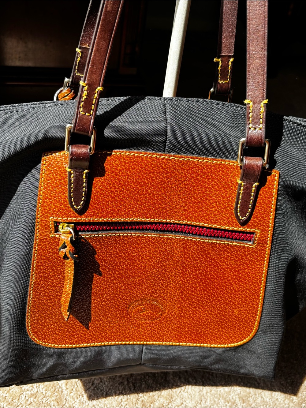 Dooney & Bourke Wayfarer Nylon Tote Bag Black Leather Trim - Picture 3 of 9